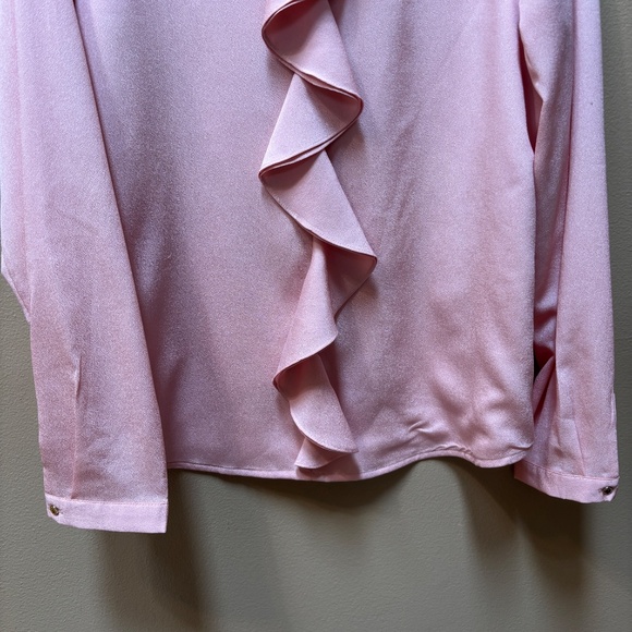 Karl Lagerfeld Long Sleeve Pink Ruffle Blouse Size L - Picture 3 of 7